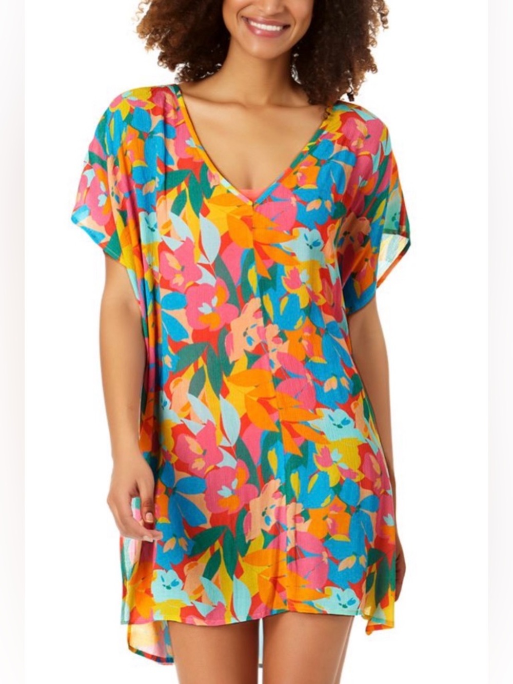 Anne Cole Plumeria Easy Tunic Swimsuit Cover-Up Size Medium Resortwear Vacation